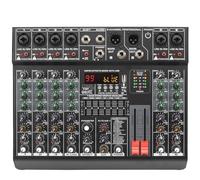 Contrôleur DJ, Table de mixage DJ 6 canaux individuelle 48 V 2 sorties AUX Console de mixage 7 bandes EQ 99 effet USB Bluetooth