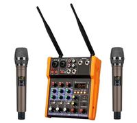 Contrôleur DJ, Woopker Console de mixage audio 4 canaux avec microphone sans fil Mixage sonore Entrée USB Table DJ(Orange Set)