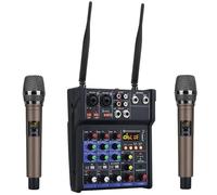 Contrôleur DJ, Woopker Console de mixage audio 4 canaux avec microphone sans fil Mixage sonore Entrée USB Table DJ(Black Set)