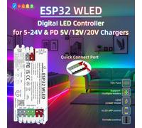 Contrôleur DOMRAEM ESP32 WLED - Double alimentation (PD et 5-24V DC), fusible 16A. Compatible avec les bandes LED numériques WS2812B WS2805 SK6812 APA102, etc. PD ESP32 Yellow