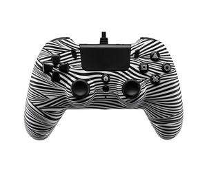 Contrôleur Filaire Qubick Noir Blanc (PS4) Périphérique De Jeu