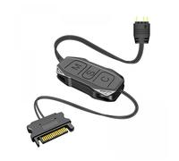 Contrôleur Hub pour Ventilateurs ARGB 5V 3-PIN - Alimentation SATA, Synchronisation RGB, Compact et Portable, Noir