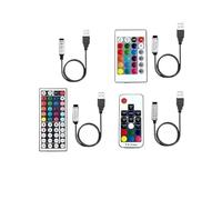 Contrôleur LED USB 5 V 6 A 30 W, mini variateur RGB avec télécommande 3/17/24/44 touches for bandes lumineuses 5050 et 2835(RF 17-Key Remote)