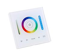 Contrôleur Mural Tactile LED RGB RGBW RGBCCT 12-24V 12 Modes Gradation 1%-100% Minuterie 60s Écran Capacitif pour Maison Bureau Extérieur
