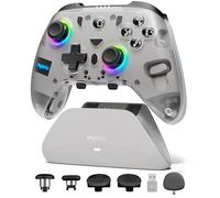 Contrôleur PC Mytrix Pro avec station de chargement, contrôleurs multiplateformes filaires sans fil Bluetooth 2,4 G, joysticks à effet Hall, déclencheurs Hall/Micro 2 en 1, taux de rapport de 1 000 Hz