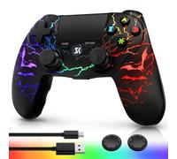 Contrôleur pour PS4, Contrôleurs Sans Fil pour PlayStation 4/Pro/Slim, Mando à Distance avec Lumière RGB Ajustable, Batterie de 1000mAh, Capteur de Mouvement 6 Axes, Vibration Double, Jack Audio 3.5mm