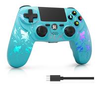 Contrôleur pour PS4, Contrôleurs Sans Fil pour PlayStation 4/Pro/Slim, Mando à Distance avec Lumière RGB Ajustable, Batterie de 1000mAh, Capteur de Mouvement 6 Axes, Vibration Double, Jack Audio 3.5mm