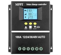 Contrôleur solaire 12 V 24 V 36 V 48 V avec détection automatique de tension, affichage LED, deux ports USB 5 V, courant de charge 100 A, protection contre la surcharge et la surchauffe