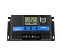 Contrôleur solaire 12 V 24 V avec écran LCD Régulateur de tension offrant des protections contre les surcharges, les courts-circuits et les connexions inversées pour diverses utilisations (30 A)