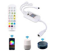 Contrôleur WIFI de Ruban LED, LUXONIC Récepteur Wifi Sans Fil avec Télécommande IR 24 Touches, Contrôle Vocal avec Alexa Google Assitant, IOS/Android APP Contrôle pour Bande LED RGB 5050 3528