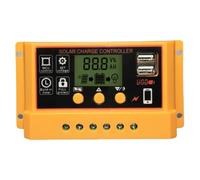 Contrôleurs de charge pour panneaux solaires | Détection automatique 12 V/24 V avec écran LCD - Régulateur 30 A avec double USB pour maison, camping, atelier, ferme marine, extérieur, cabane | Pour