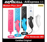 Contrôleurs pour Nintendo Wii 2 en 1 contrôleur gauche droite en option mouvement Plus ensemble jeu télécommande Joystick manette de jeu sans fil right blue Set