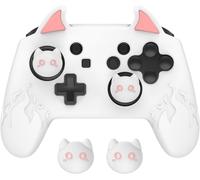 Controller Case for Switch Pro Protection,Cover for Switch Pro with Joystick Cap and Stickers-White,Demon Edition