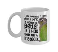 Conure À Joues Vertes Je Vois Que Tu As Un Faible Pour Tasse Avec Poignée Tasses Porcelaine Tasse À Café 330Ml Pour Famille Ami Petit Déjeuner