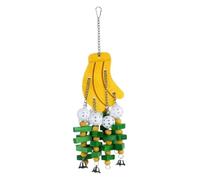 Conure Toys - Banana Design Interactive Biting Game | with Balls and Beads Wooden Bird Foraging Toys | Natural Wood + Pp + Iron Chain, Chew-Resistant, for Cockatiel Lovebird, Cage Decor Garden