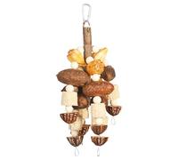 Conure Toys, Bird Cage Chewing Toy, 11.81x3.54 inches Natural Applewood Nut String with Clip, Parrot Cage Accessory for Lovebird Macaw Finch Mynah Interactive Pecking Play