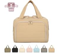 Convely Toiletry Bag, 4-in-1 Multi-Functional Large Capacity Wide-Open Travel Cosmetic Bag, with Compartments Dry-and-Wet Separation, Waterproof with Handle (Khaki)