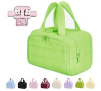 Convely Toiletry Bag, Convely 4-in-1 Puffy Multi-Functional Toiletry Bag, 4 in 1 Waterproof Travel Organizer for Women, Large Capacity with Compartments, with Handle (Green)