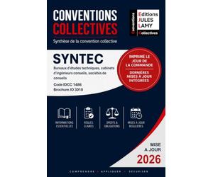 Convention collective SYNTEC bureaux d'études techniques, cabinets d'ingénieurs conseils - IDCC 1486 - JO 3018: Synthèse de la convention collective