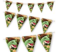 CONVER PARTY Jurasic Dino, Fanion Triangulaire pour Fêtes, Décoration d'Anniversaire Thématique pour Enfants, Gain d'Espace, 3 Mètres