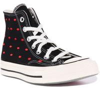 CONVERSE A01600C Chuck 70s Brodé Lèvres Plateforme Noir Rouge Femmes Taille 3 -