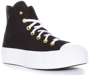 CONVERSE A05453C Tout Étoile Dentelle Plateforme Noir Or Clous Taille EU 36-42