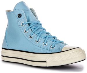 Converse A07445C Toile Cuir Baskets Garçon Chaussures En Bleu Ciel UK 5 - 6
