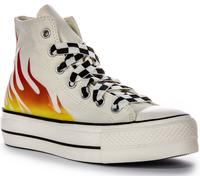 CONVERSE A07892C Tout Étoile Ascenceur Plateforme Flames Basket Blanc Rouge UK 3