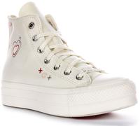 CONVERSE A09114C Tout Étoile Ascenceur Plateforme Y2K Lacets Cœur Blanc Rouge UK