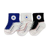 CONVERSE ALL STAR Bébé Fille Infant Toddler Socks 3 Pack (Black(nc0172-024)/Blue/White, 12-24 Months) Blender, Blu/Bianco, 12 Mois EU