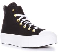 CONVERSE A05453C Tout Étoile Plateforme à Lacets en Noir Or Clous Taille UK 3 -