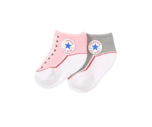 CONVERSE Chaussettes 'CHUCK' gris / rose / blanc, Taille 17-20