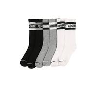 CONVERSE Chaussettes 'Wordmark Crew' gris chiné / noir / blanc, Taille 30-32