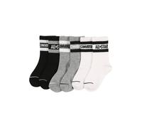 CONVERSE Chaussettes 'Wordmark' gris chiné / noir / blanc, Taille 27-28