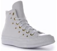 CONVERSE Chuck 70 Hi Haut Cuir Femmes Baskets or Blanc UK 4.5 - 7.5