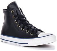 Converse Chuck Taylor All Star En Cuir Haut Baskets Femmes Noires EU 36-46