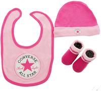 CONVERSE Crib Ensemble Chapeau Bavoir Bottines 3 Pièce en Rose pour Bébés UK 0M