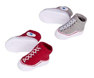 Converse Garçon Fille Baby Bright Infant Booties (2 Pack) (Red(LC0001-G59)/Grey, 0-6 Months) Ankle Boot, Rouge Lc0001 G59 Gris, 6 Mois