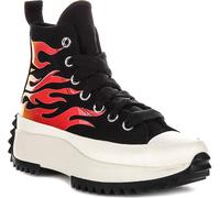 Converse Run Star Hike Hi Flame Skates Baskets en textile pour homme, Noir/Rouge, 8.5 Women/6.5 Men