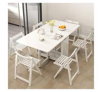 Convertible Butterfly Folding Dining Table Set with Oak Drop Leaf, Space-Saving Furniture for Small Apartments & Kitchens - Includes 6 Chairs, 140 cm/55 in