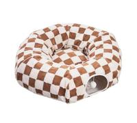 Convertible Donut Cat Bed Tunnel - Washable Plush Pet Nest, Features Removable Hanging Toy, Provides Secure Winter Sleeping, Encourages Active Kitten Play, Rigid Structural Indoor Cave | For Small Dog
