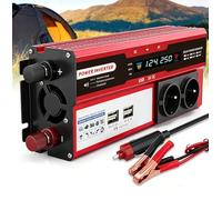 Convertisseur 12V 220V 4000W Pur Sinus Onduleur à Onde Sinusoïdale Pure, avec écran LCD Télécommande & 2 Prise UE et 4 Ports USB, Convertisseur Courant pour Voiture,Caravane,Bateau,Camping (12V 4000W)