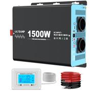Convertisseur 12V 220V Pur Sinus 1500W/3000W Onduleur Transformateur de Tension Inverter avec écran LCD Télécommande & 2 Prises EU & Ports USB 3,1 A & Port de USB-C pour Camion de Camping - Car