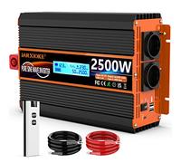 Convertisseur 12V 220V Pur Sinus 2500w/5000w Onduleur Transformateur Onde Sinusoïdale Pure avec Télécommande & écran LCD & 1 Prises EU & 2 Ports USB 3,4 A & Port de Type C pour RV Voiture de Camion