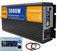 Convertisseur 3000W/4000W/5000W/6000W/8000W Transformateur 12V 24V 48V 60V 72V 220v Pur Sinus Onduleur Courant Alternatif pour Voiture Camping Voyage Panneau Solaire VR(3000W,24V to 110V 60Hz)
