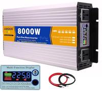 Convertisseur 3000W/4000W/5000W/6000W/8000W Transformateur 12V 24V 48V 60V 72V 220v Pur Sinus Onduleur Courant Alternatif pour Voiture Camping Voyage Panneau Solaire VR(8000W,60V to 220V 50Hz)