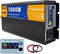 Convertisseur 3000W/4000W/5000W/6000W/8000W Transformateur 12V 24V 48V 60V 72V 220v Pur Sinus Onduleur Courant Alternatif pour Voiture Camping Voyage Panneau Solaire VR(5000W,60V to 220V 50Hz)