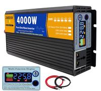 Convertisseur 3000W/4000W/5000W/6000W/8000W Transformateur 12V 24V 48V 60V 72V 220v Pur Sinus Onduleur Courant Alternatif pour Voiture Camping Voyage Panneau Solaire VR(4000W,72V to 110V 60Hz)
