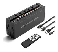 Convertisseur 4 AV vers HDMI RCA vers HDMI 1080p/720p 4 voies RCA composite CVBS AV Switch vers HDMI Commutateur 4:3/16:9 Commutation pour Sega Xbox PS1 PS2 PS3 N64 NGC SNES WII VHS VCR Caméra DVD