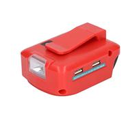 Convertisseur Adaptateur USB de Batterie au Lithium avec Pince de Ceinture pour Lampe de Travail pour Batteries d'outils électriques 14 4 20 V Charge Rapide Polyvalente pour Les (MIL Milwach Red)